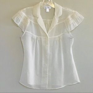 Ann Taylor Loft antique white chiffon blouse
